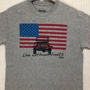 Jeep American Flag Graphic T-Shirt Patriotic USA Car Gray Size M‎